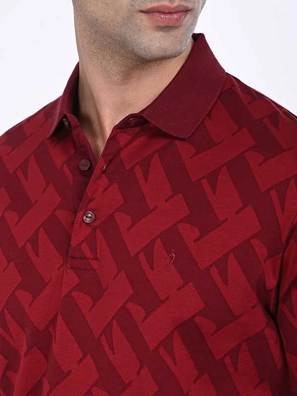 Indian Terrain Men's Half Sleeve Regular Fit Maroon Polo T-Shirt